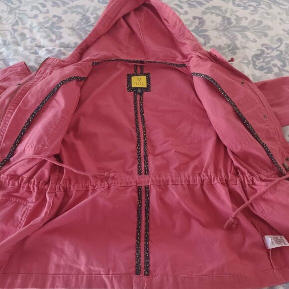 Prince & Fox Women’s M Coral Pink Utility Anorak Jacket Hooded Cotton Zip - Picture 4 of 9